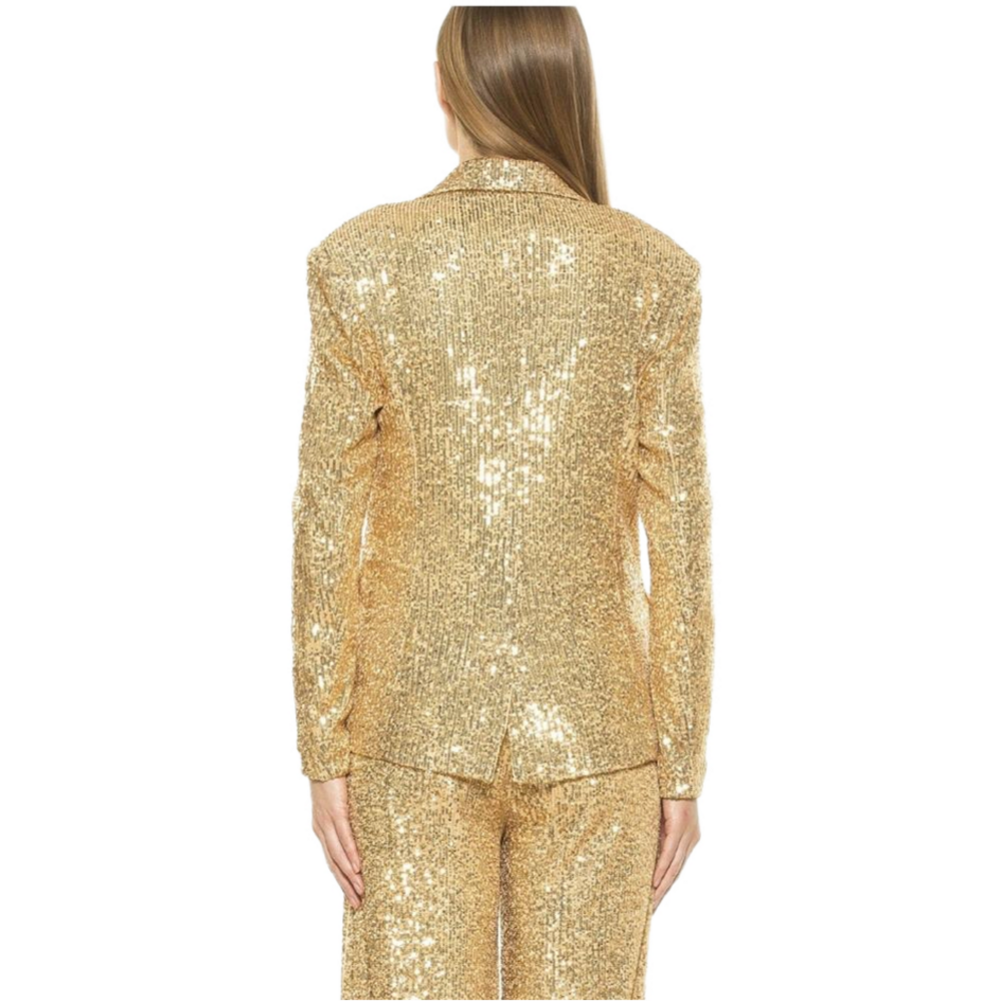 Alexia Admor Size 6 Abbie Blazer Gold Sequins - Picture 6 of 11